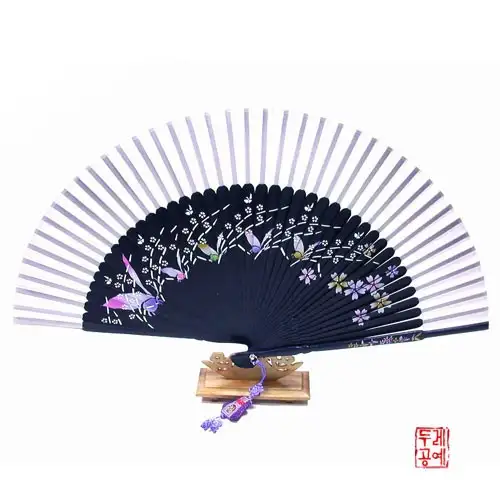 絹製手繪折扇【花與蝴蝶 2】