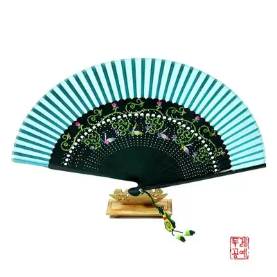 丝绸画扇【唐草纹与萤火虫】