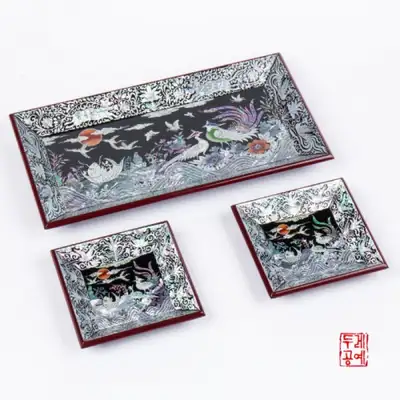 凤凰纹方形托盘套装(3件套)