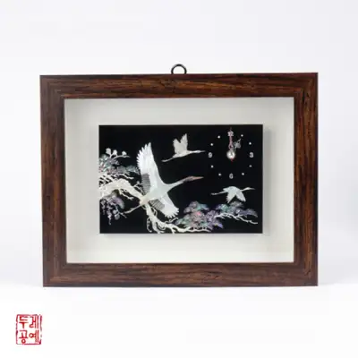 松树与鹤时钟挂画