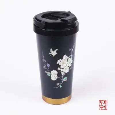 梅鸟纹螺钿玻璃杯