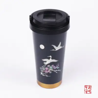 月下送鹤螺钿保温杯