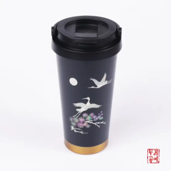 月下送鹤螺钿保温杯