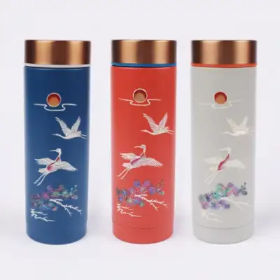 彩色月下松鹤 螺钿 保温杯