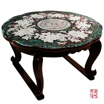 双鹤牡丹螺钿敲出小盘