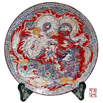 云龙图圆形托盘[红]