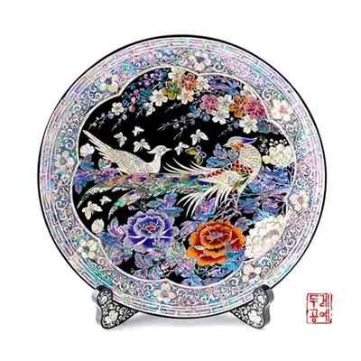 孔雀花园圆形托盘