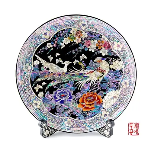 孔雀花园圆形托盘