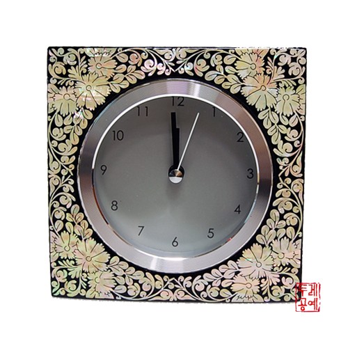 Mother-of-Pearl Lacquer Desk Clock - Small Square