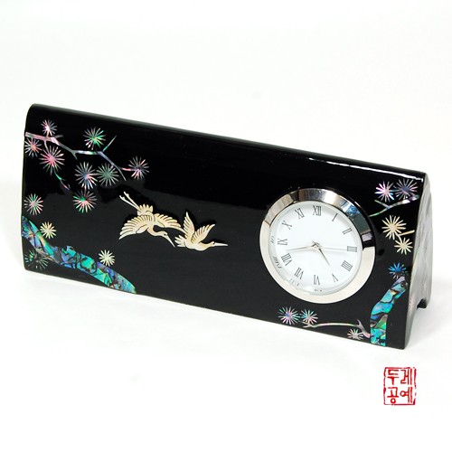 Pine and Crane Business Card Holder Clock