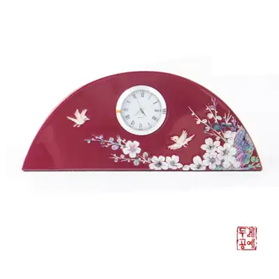 半月梅花纹台式时钟（深紫）