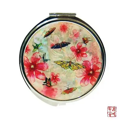 水墨花蝴蝶圆形手镜