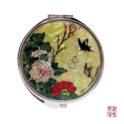 [南溪雨] 花蝶图手镜 - 牡丹花与蝴蝶