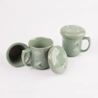 青瓷雲鶴文茶具組合