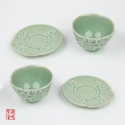 传统纹样茶杯套装-韩文