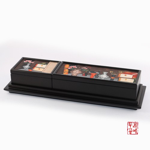 Traditional Korean Minhwa Business Card Case & Stationery Box Set