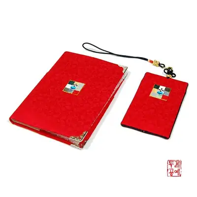 传统拼布护照钱包套装(红色)
