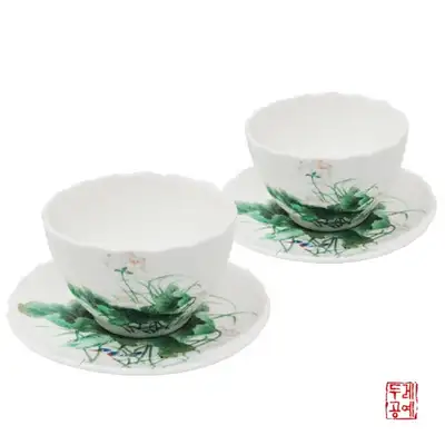 荷花图茶杯套装 4件