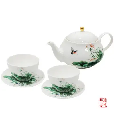 莲花图茶具套装 7件