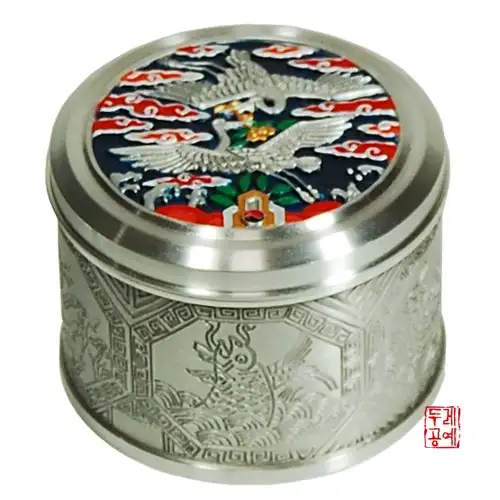 当上官圆形珠宝盒(双鹤)文官手工艺品