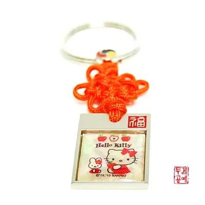 Hello Kitty 苹果形方形钥匙扣