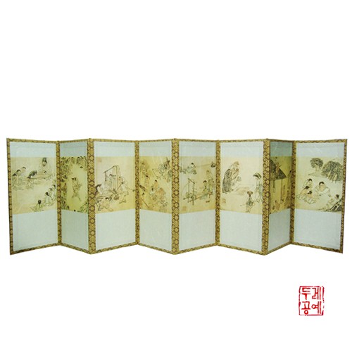 Danwon Kim Hong-do Folk Painting 8-Panel Screen