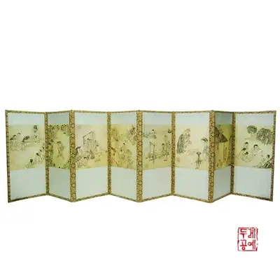 丹圆 金弘道 民俗画 屏风 8幅