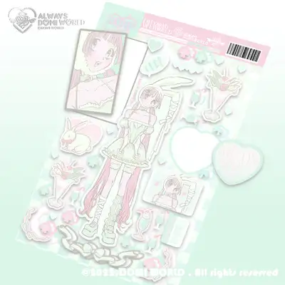 Domi World 6-Piece Angel Cut-Line Sticker Set [Rabbit Angel]