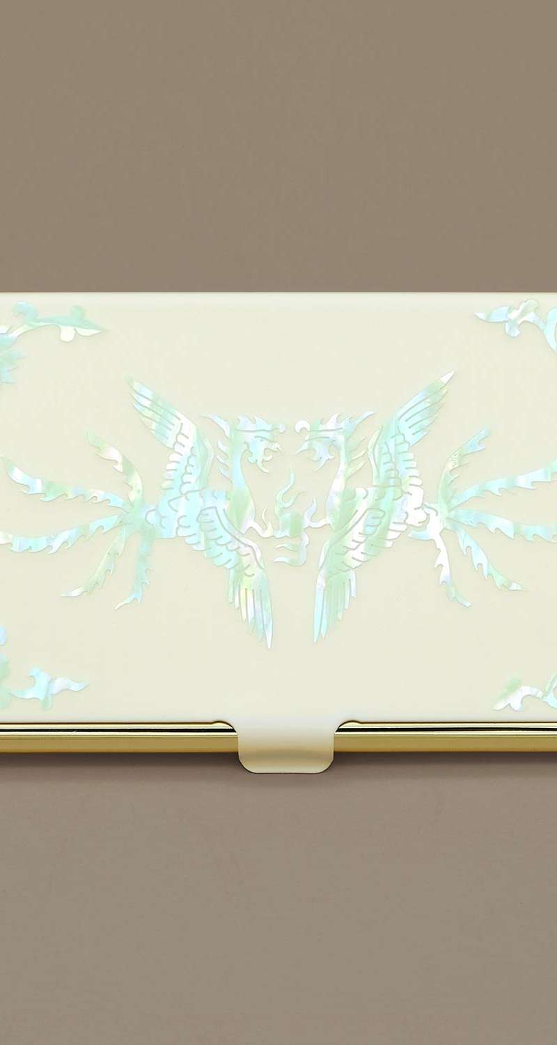 Nacre-Inlaid Lacquerware Business Card Holder (Phoenix) Gold-Plated