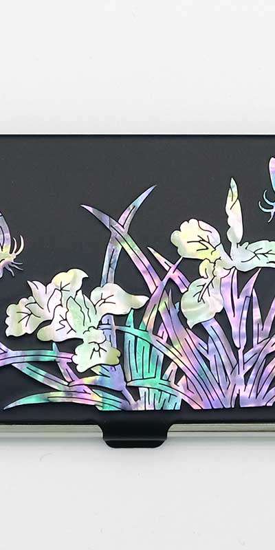 Mother-of-pearl Lacquerware Business Card Holder (Orchid Black)