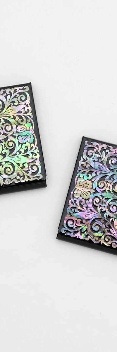 Mother-of-Pearl Inlay Lacquerware Business Card Holder (Arabesque Purple)