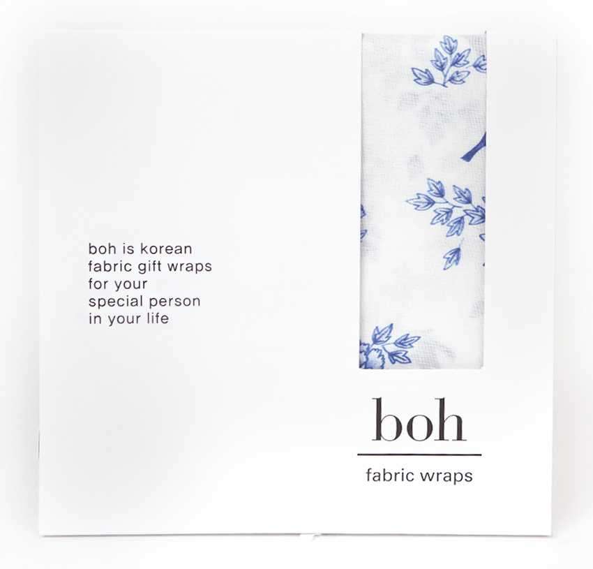 Single-Layer Bojagi Floral and Bird Design Blue