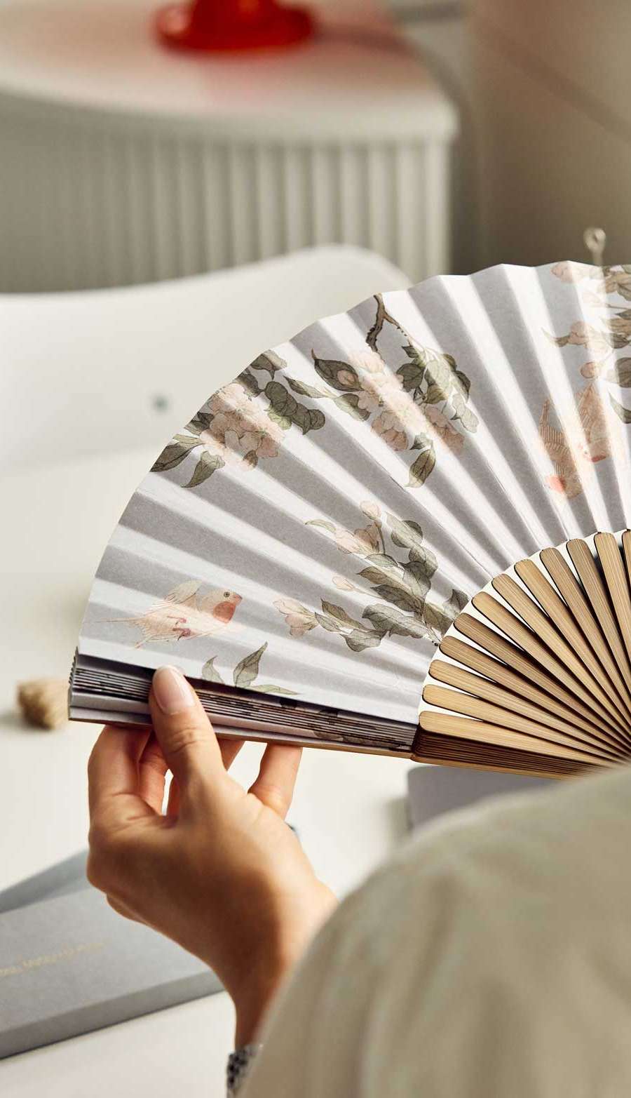 Folding Fan (Flowers and Birds - Pear Blossoms) National Museum of Korea Exclusive Product