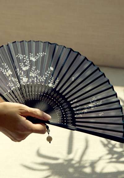 Fabric Fan (Mother-of-Pearl Black)