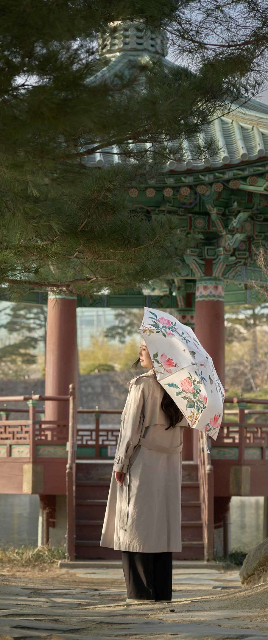 Baek Eun-bae Flower Folding Diagram 3-Section Auto Umbrella_Pink