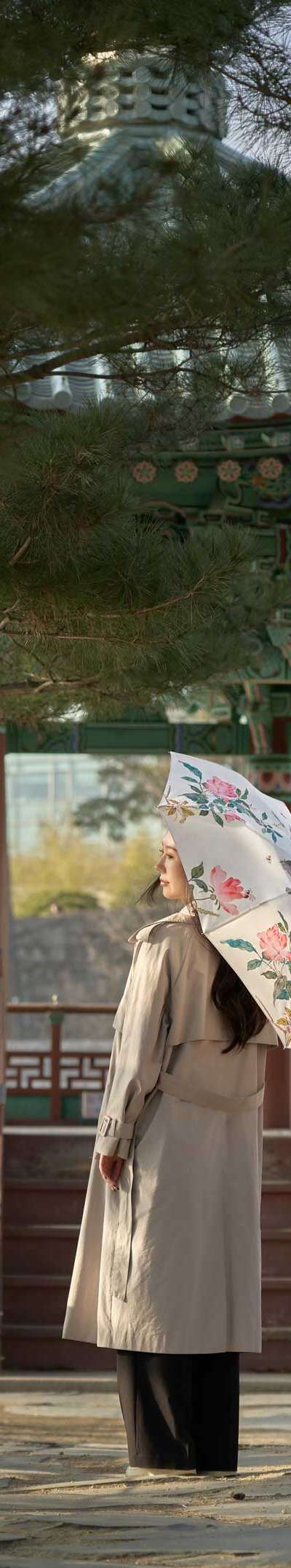 Baek Eun-bae Flower Folding Diagram 3-Section Auto Umbrella_Pink