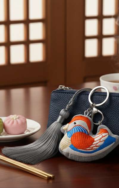 Goryeo Mandarin Duck Embroidered Keyring <National Gwangju Museum Ceramic Culture Center Signature Product>