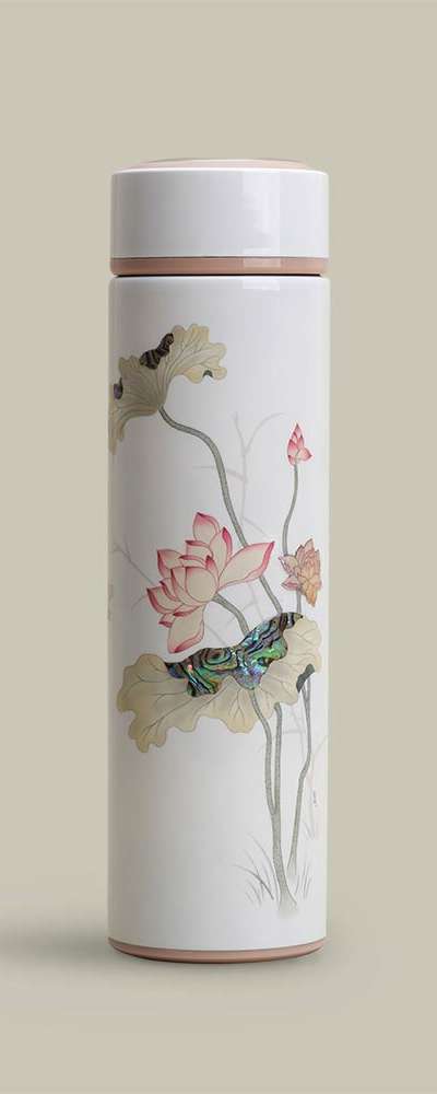 Mother-of-Pearl Tumbler (White Lotus) (Single Purchase)