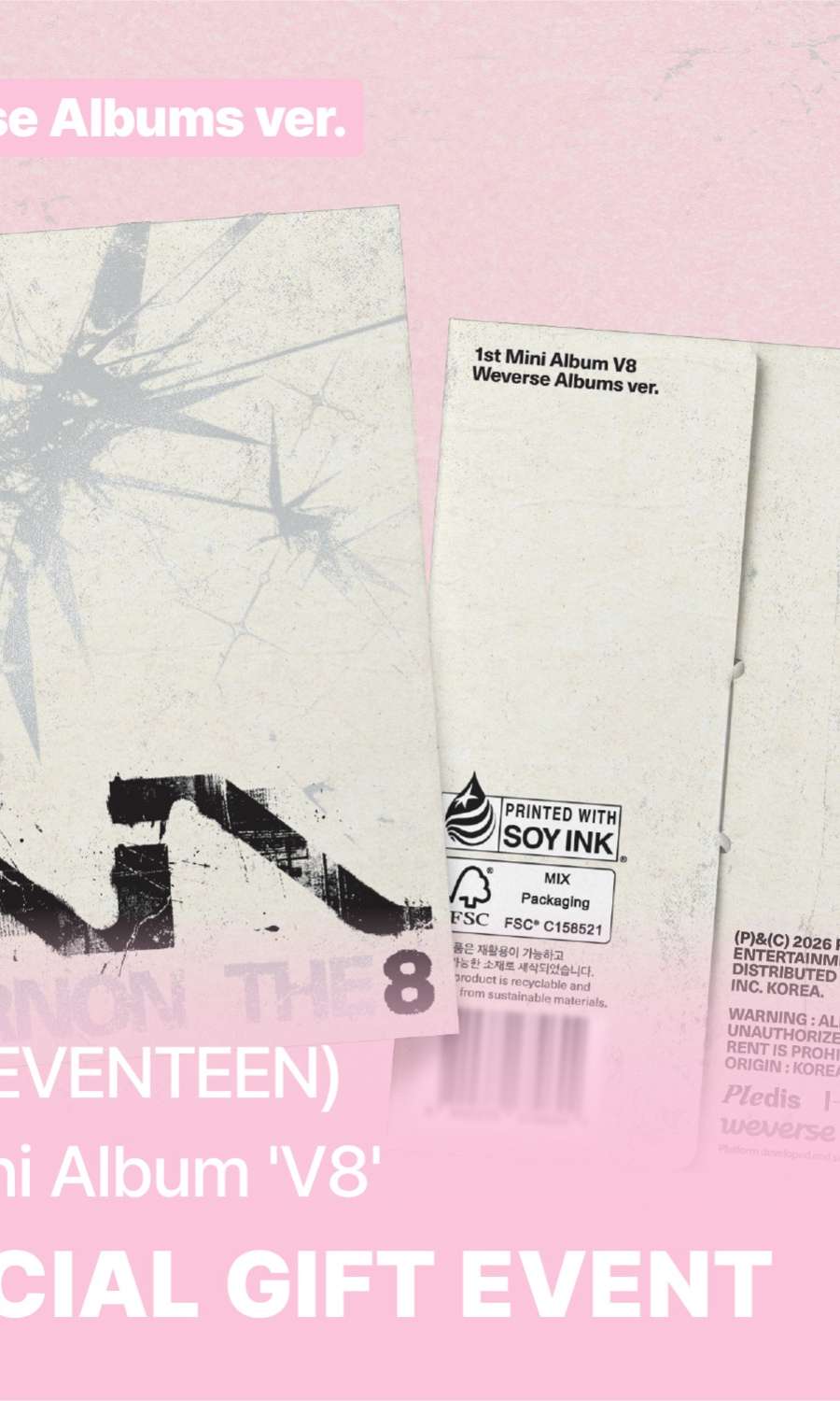 [Bonus Gift] V8 (SEVENTEEN) - 1st Mini Album [V8] (Weverse Albums ver.) **Unreleased Group Concept Photo Postcard (B5) 1pc + Logo Sticker 1pc Included