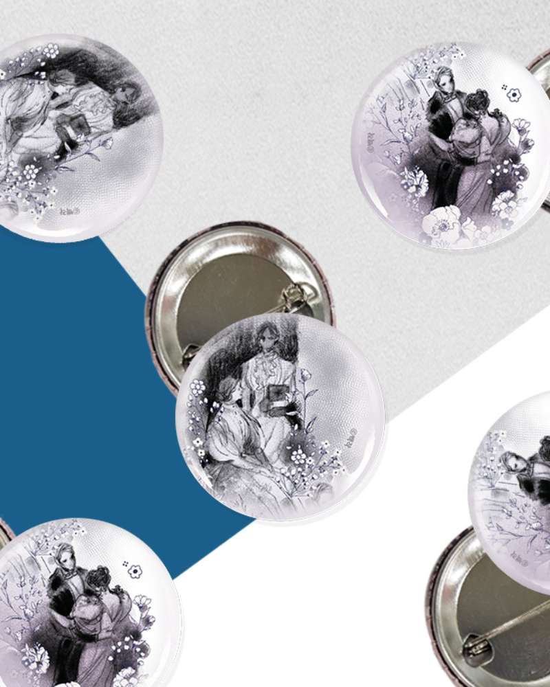Roxane Round Pin Button Set 32mm / 2 Types per Set / Kakao Webtoon