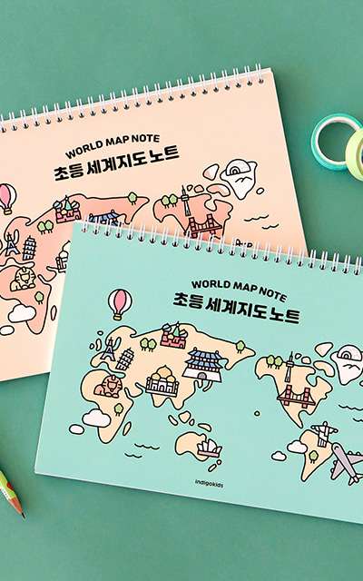 インディゴこども初等世界地図ノート（スプリング 120g上質紙）