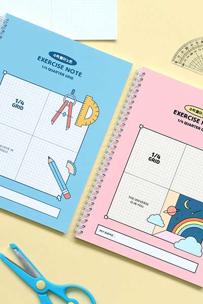 【3冊セット】小学算数解き方ノート - インディゴキッズスクールライフ（4分割方眼スプリング）