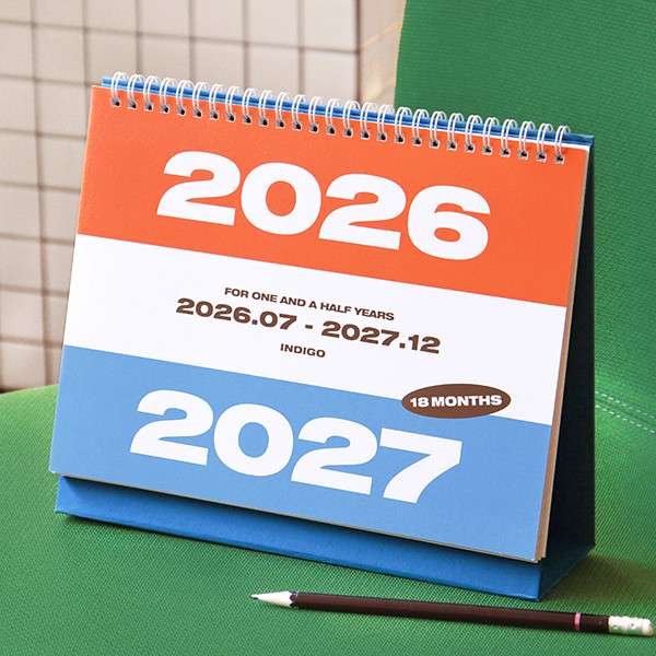Basic 18-Month Desktop Calendar (July 2026 – December 2027)