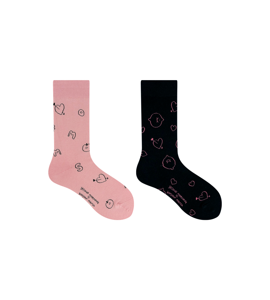 [ Second Morning X Bonjour Marche ] Heart Socks