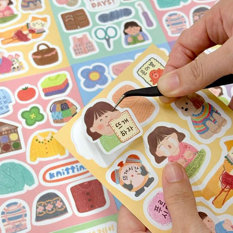 Happy Hobby Days Knitting Sticker 6-Piece Set