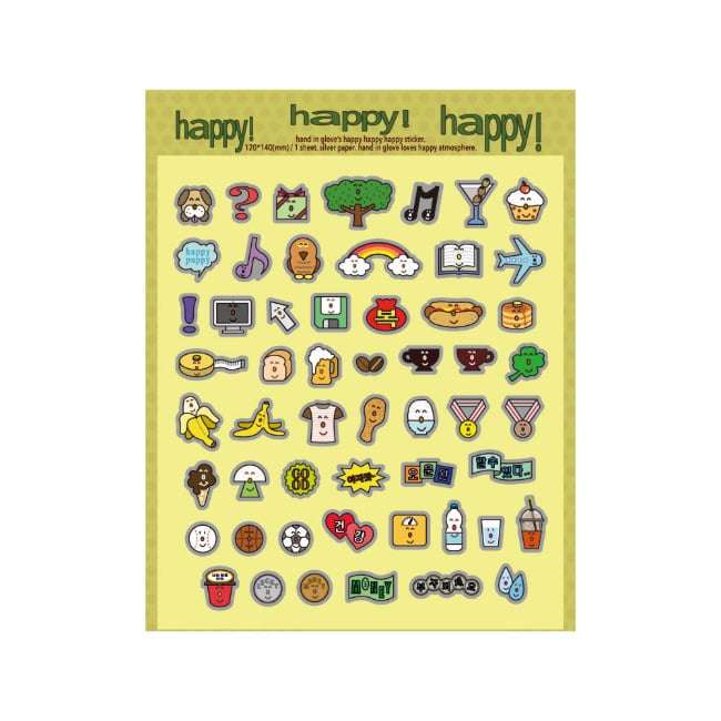 happy happy happy sticker (silver)