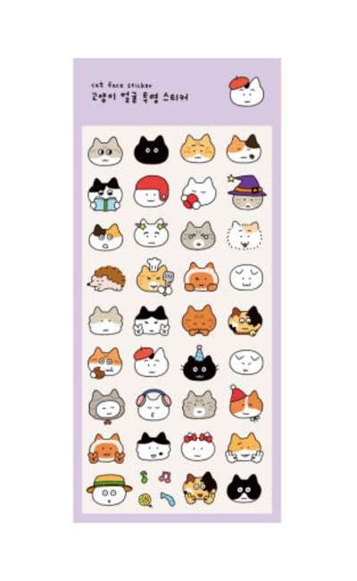 透明猫顔ステッカー