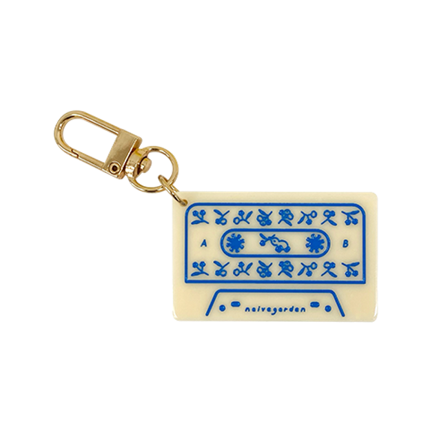 Blueberry Cassette Tape Engraved Keyring