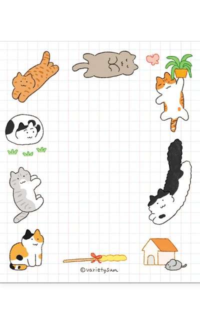 もち付箋-チェック猫