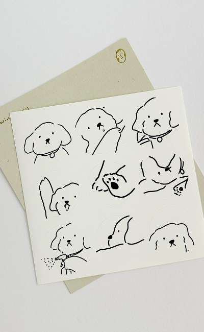 丸形ステッカー「子犬」